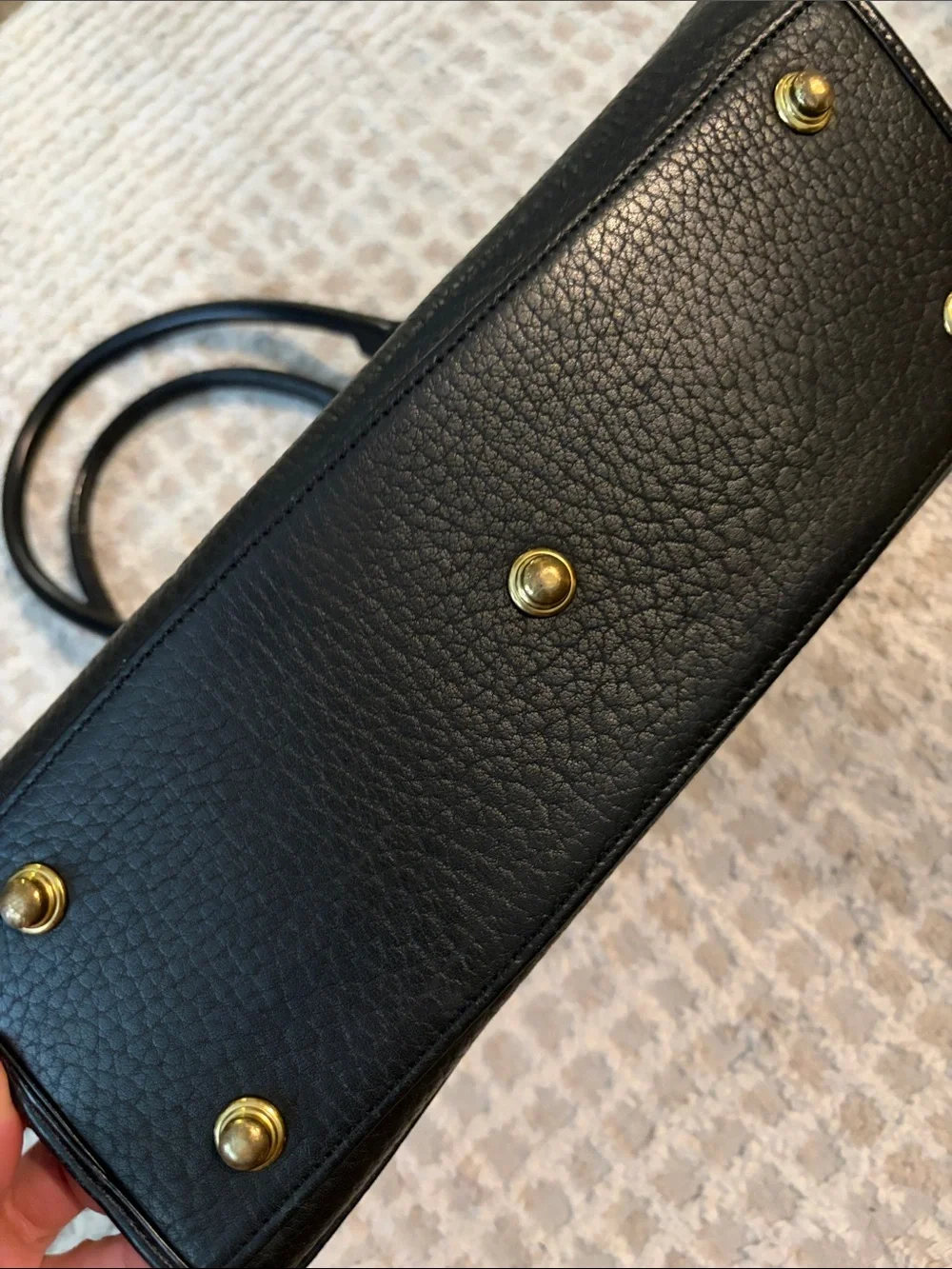 Dooney & Bourke Black Leather Satchel with Gold Hardware
